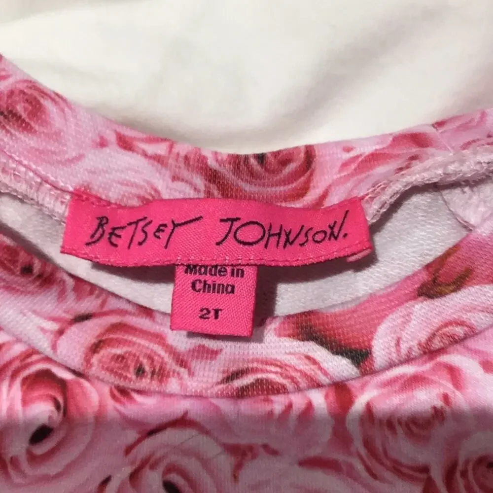 Betsey Johnson 2T rose top pink skirt set nwt